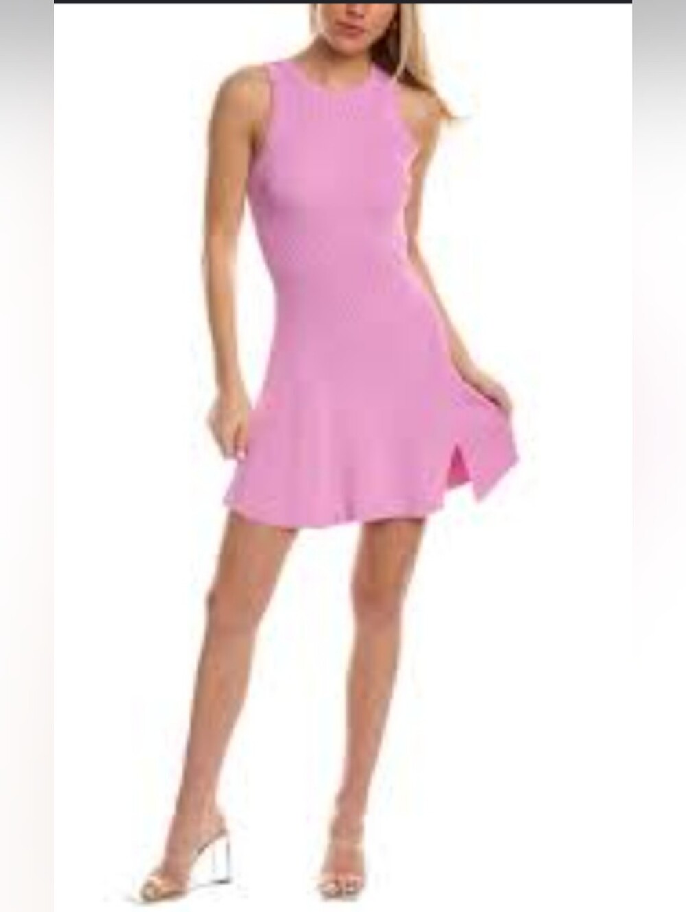 NWOT ASTR the Label Meera L Ribbed Fit-and-Flare Mini Dress Pink Orchid Bodycon
